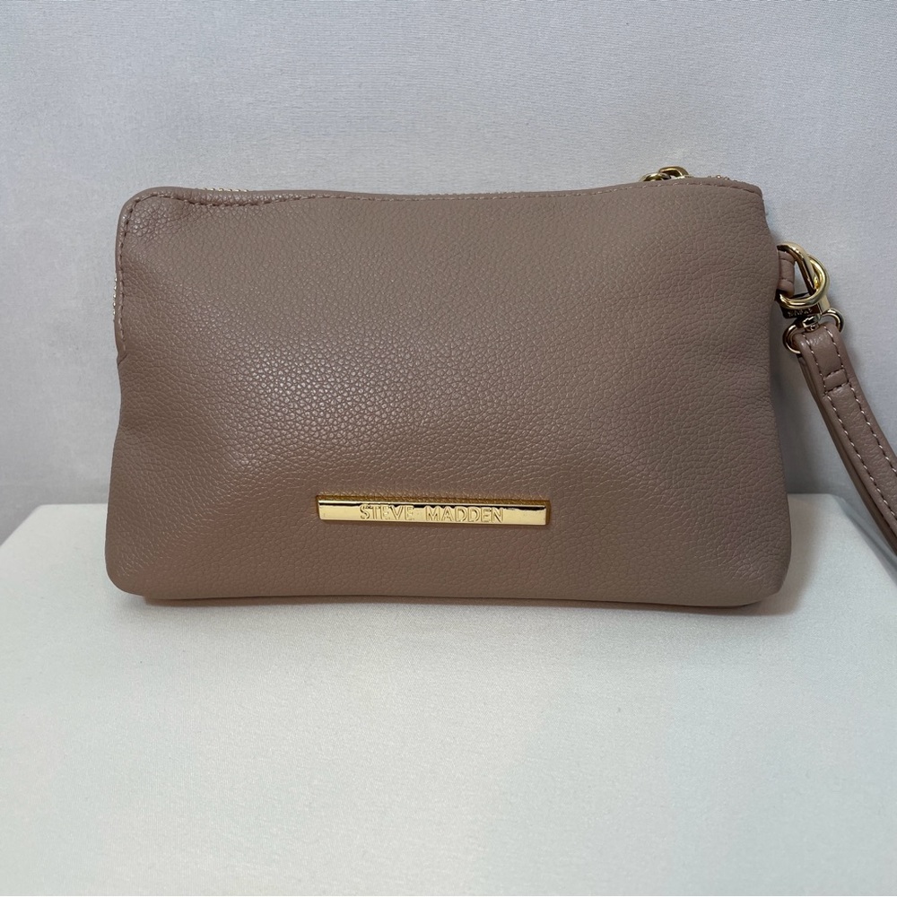 Steve Madden Taupe Wristlet with Gold Accents